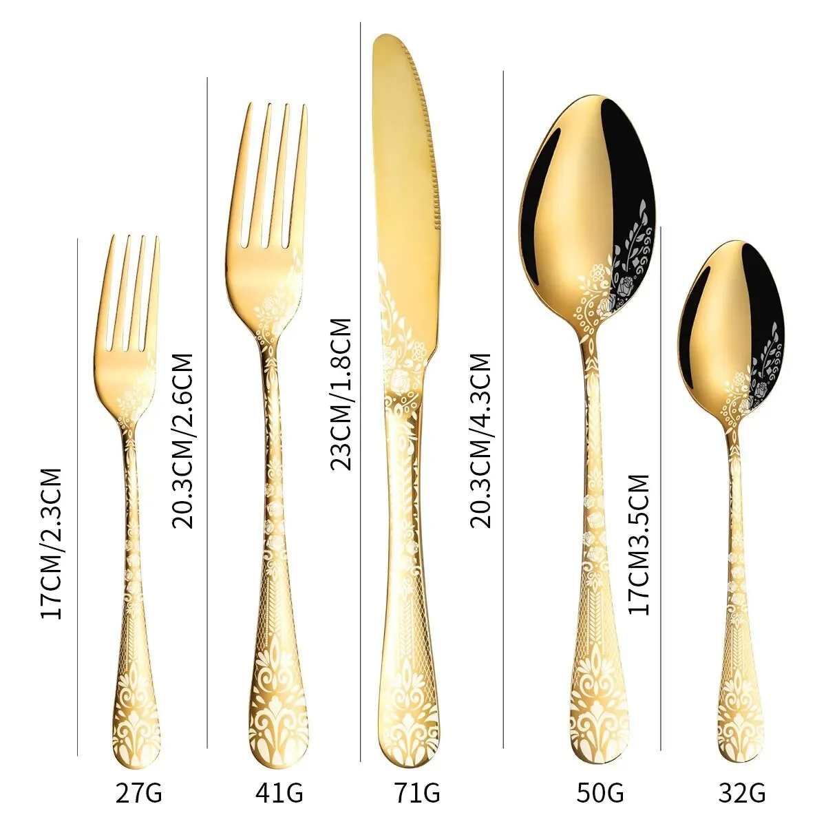 20PCS Patterned Stainless Steel Tableware Knife Fork Spoon Set Hotel Western Style Steak Knife Fork Spoon Set