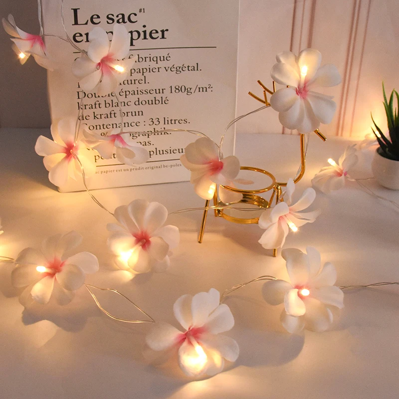 10LED Artificial Plumeria Flower Led String Lights Hawaiian Party Fairy Garland  Lights For Home Wedding Birthday DIY Ornaments