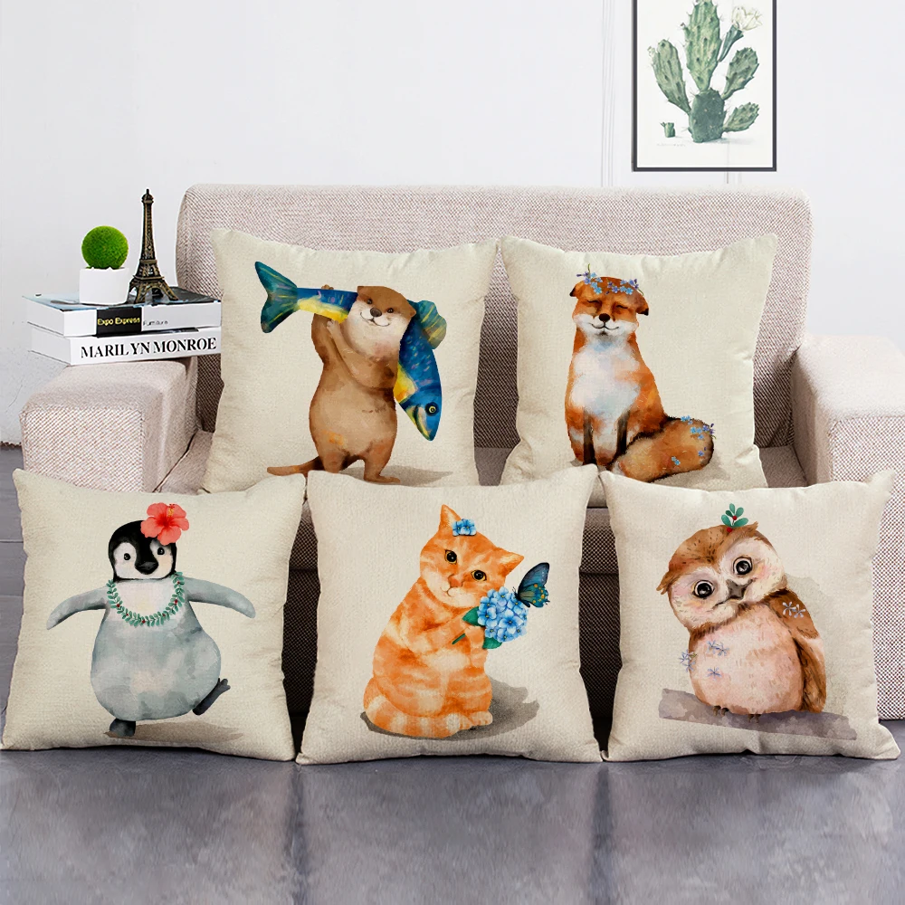 

Cute Animal Decorative Pillow Case 45X45CM Cushion Cover Home Throw Pillowcase for Sofa Decor