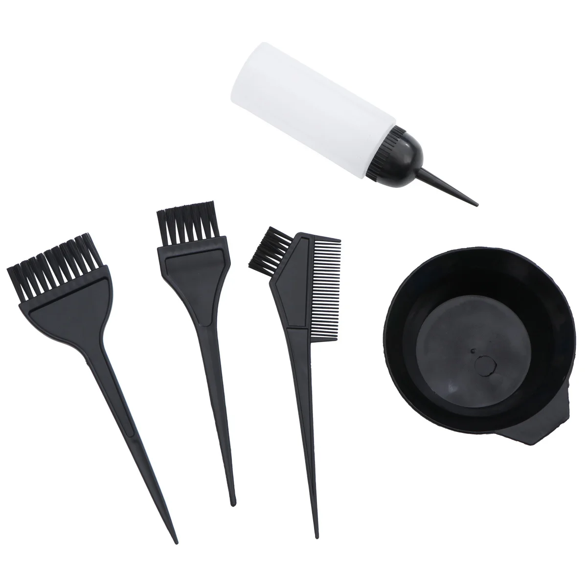 5 مجموعات مجموعة صبغ الشعر اكسسوارات لتقوم بها بنفسك وعاء تلوين الشعر فرشاة لا متاعب صالون المنزل 120 مللي زجاجة سوائل الصباغة السوداء