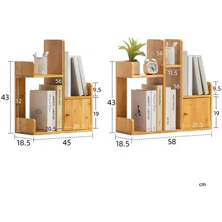 Natural bamboo Desktop Bookshelf Display Storage stand multifunction Book shelves organizers for office and home