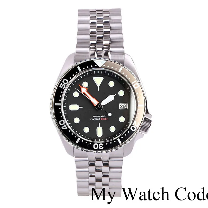 Tandorio SKX 3.8 automatyczny zegarek dla mężczyzn Diver 20Bar NH35A stalowy zegarek 41mm zegarek sportowy Lume Arrow Hand Sapphire Reloj