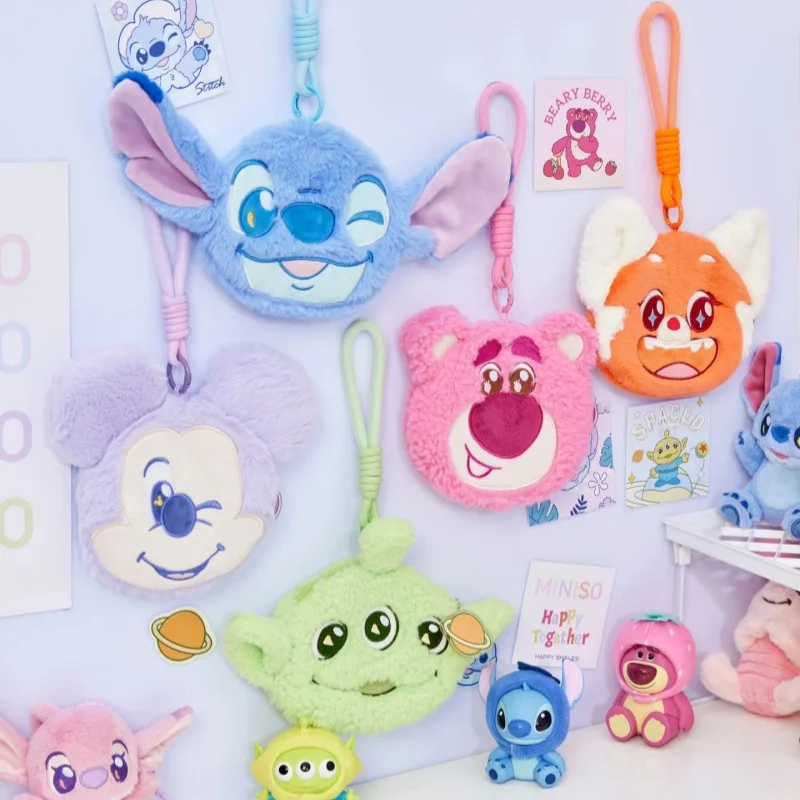 

Disney Plush Coin Purse Keychain Mickey Mouse Meilin Mei Lee 15Cm Zipper Nylon Rope Backpack Hang Ornaments Festival Gift