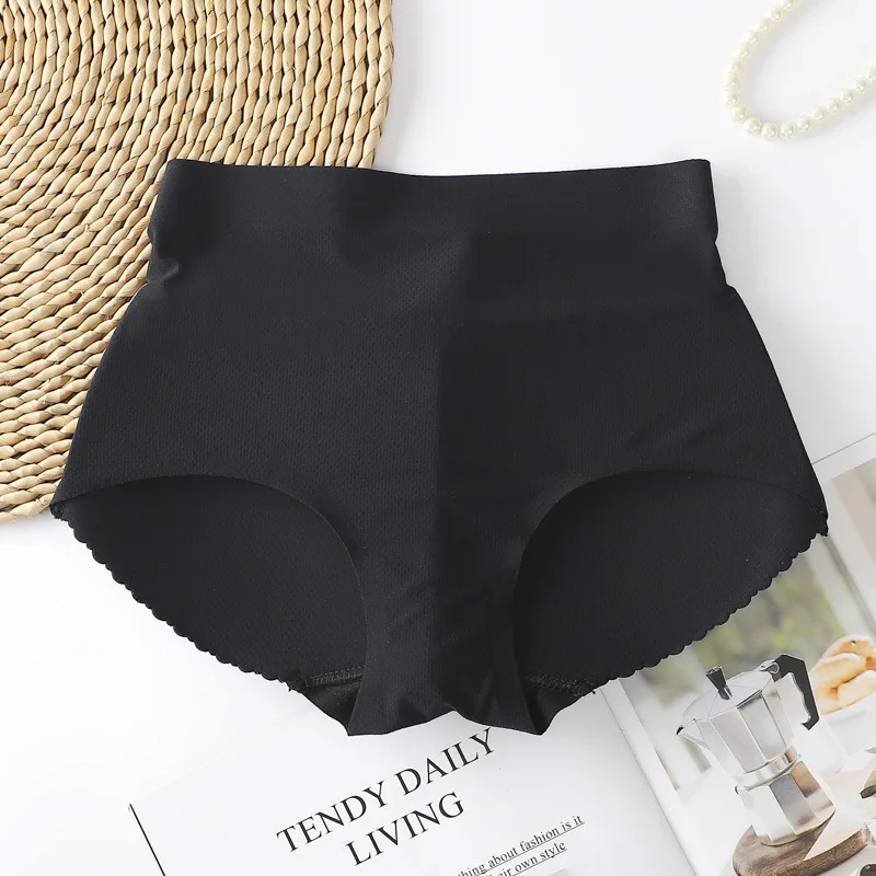 1 Article Traceless Ice Silk Women\'s Mid Waist Shaping Triangle Pants Mesh Breathable Hip Lifting Tummy Tightening Pants Sponge