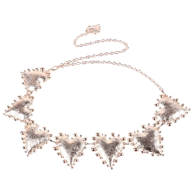 Metal Waist Chain Belt with Heart Charm for Layered Outfit Dresses Styling