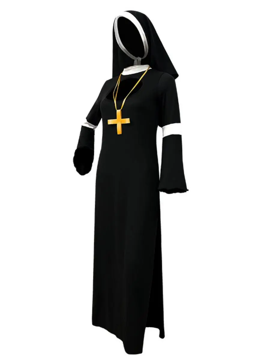 Nouveauté loween Par scène Performance nonne Cosplay Costume Role-plang tenue ensemble coton traditionnel chinois ethnique W...