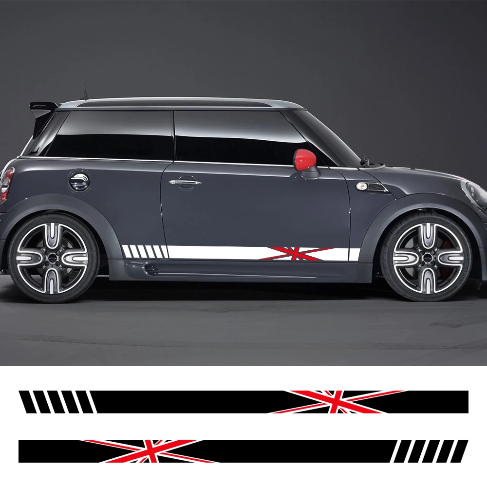 Union Jack Car Track Racing Sticker Car Door Side Sticker For Mini Cooper S JCW One F54 F55 F56 F60 R55 R56 R60 R61 Acceessories