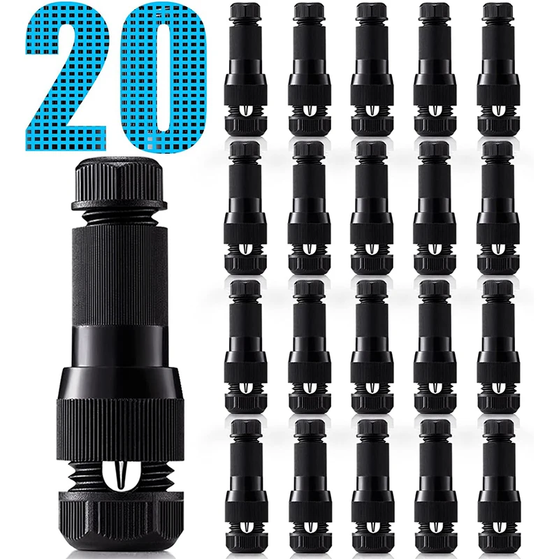 20pcs Low Voltage Waterproof Replacement Landscape Light Cable Connector 12-20 Gauge Wire Connectors for Landscape Lighting