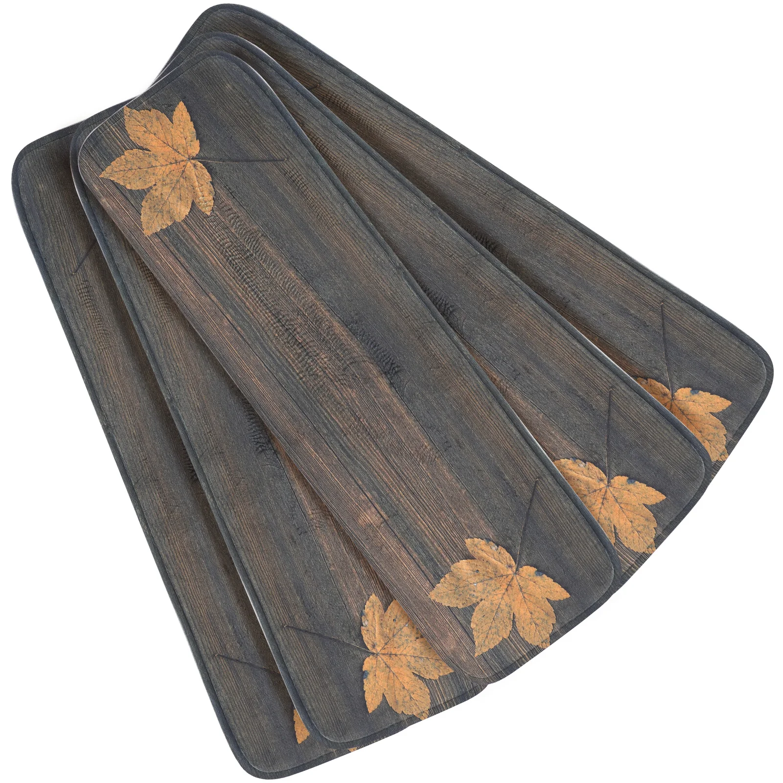 

5pcs Stair Mat Non slip Coral Fleece Maple Wood Pattern Washable Self adhesive Anti Carpet Fits Most Homes