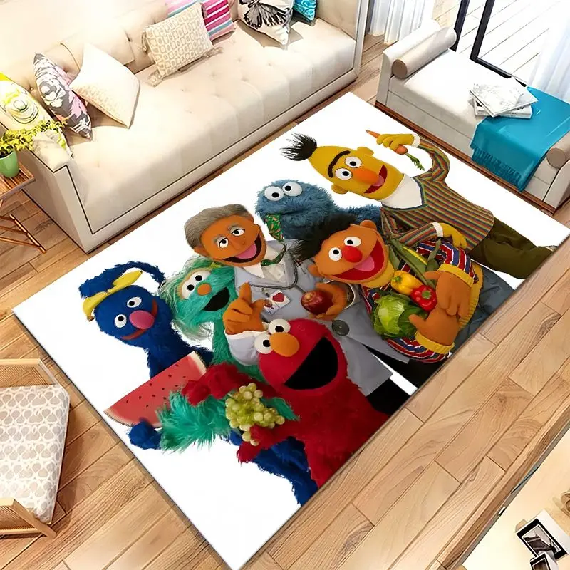 Vintage S-Sesame Street Elmo Cookie Monster Soft Non-Slip Large Area Rug for Living Room,Bedroom Carpet Mat for Sofa,Home Decor