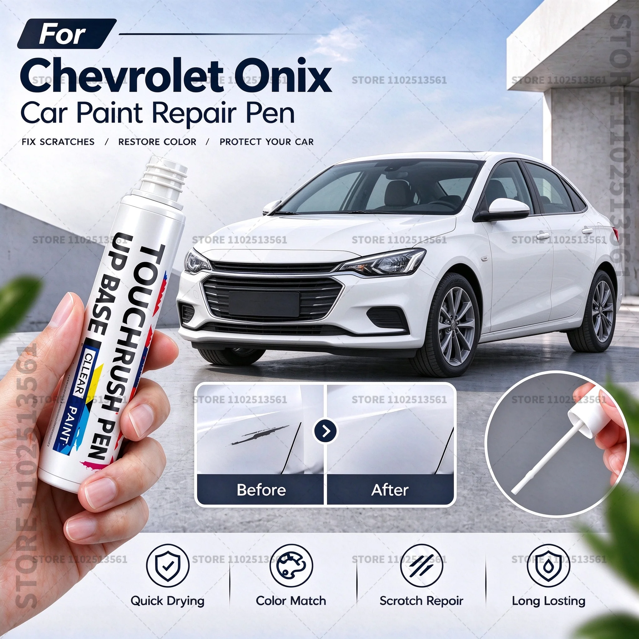For Chevrolet Onix Automotive Touch Up Paint Pen Scratch Repair Marker for Car Body Bumper Door Paint Restoration Accessories