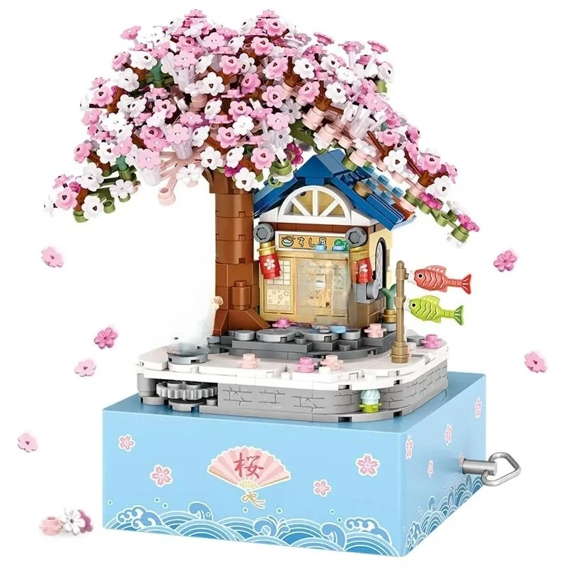 

Музыкальная шкатулка LOZ Japan «Под сакурой»: мини-конструктор, строительные блоки, Тоторо в кимоно, развивающие игрушки, коллекция для подарка