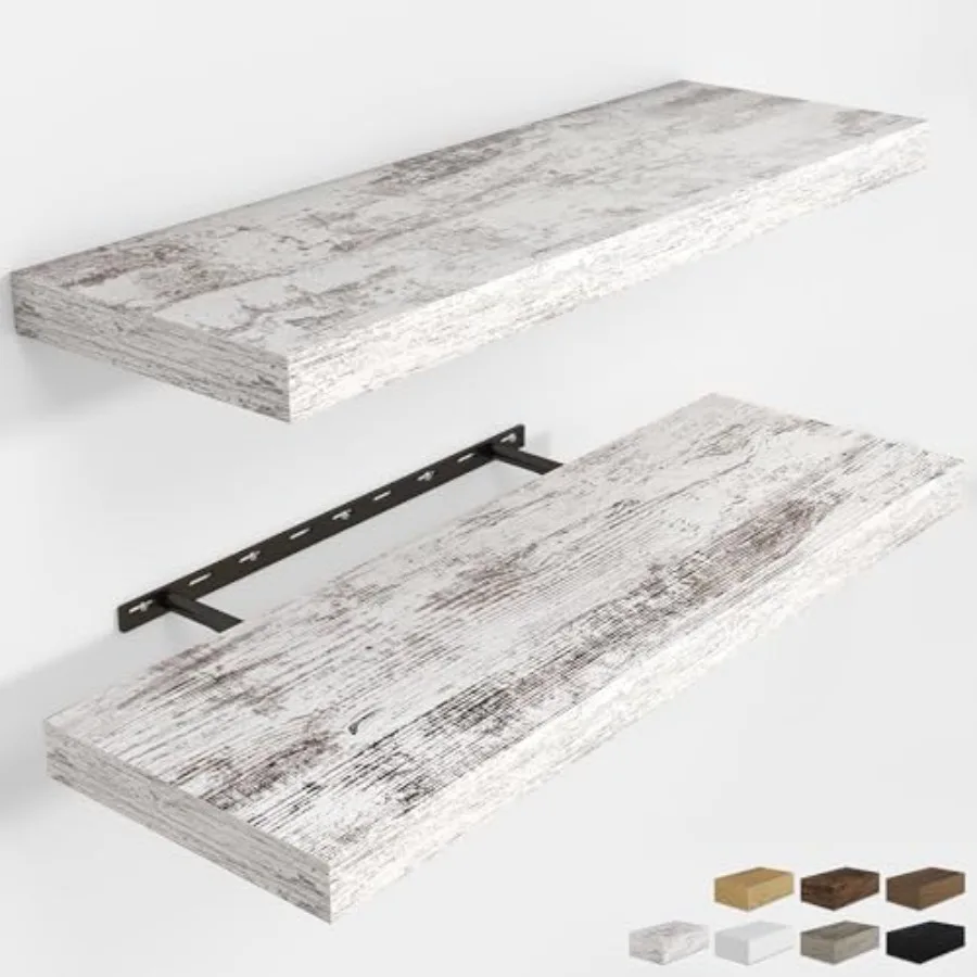 

Настенные плавающие полки 36 дюймов, 2 шт., в стиле рустик, из состаренного дерева, для спальни, кухни, ванной комнаты, с невидимым креплением