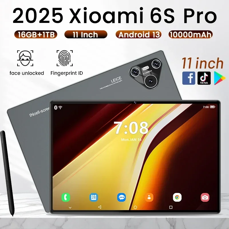 2025 New Tablet Xioami Pad 6S Pro 5G WiFi Dual SIM 16GB+1TB Android 13 Tablette 11 inch 8MP+16MP Global Version Tablet PC HD 4K