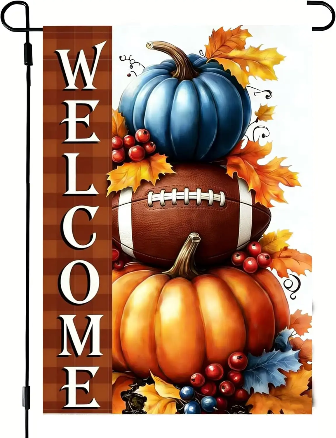 Fall Football Pumpkins Garden Flag 12x18 Double Sided, Burlap Seasonal Holiday Autumn Farmhouse Welcome Garden Flags Fall Ou jjp