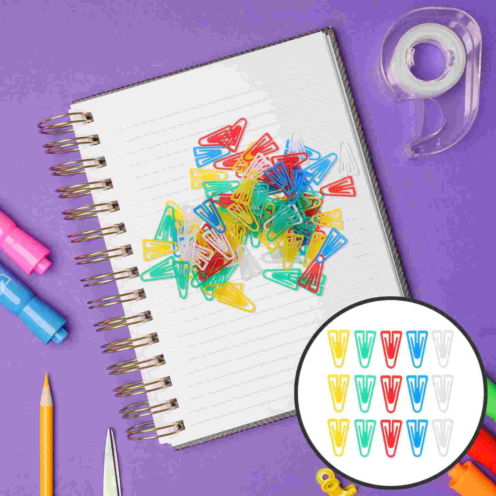 100 個三角ペーパークリップ小さなマルチカラー三角形クランプミニ事務用品かわいい装飾ファイルドキュメント ganizers