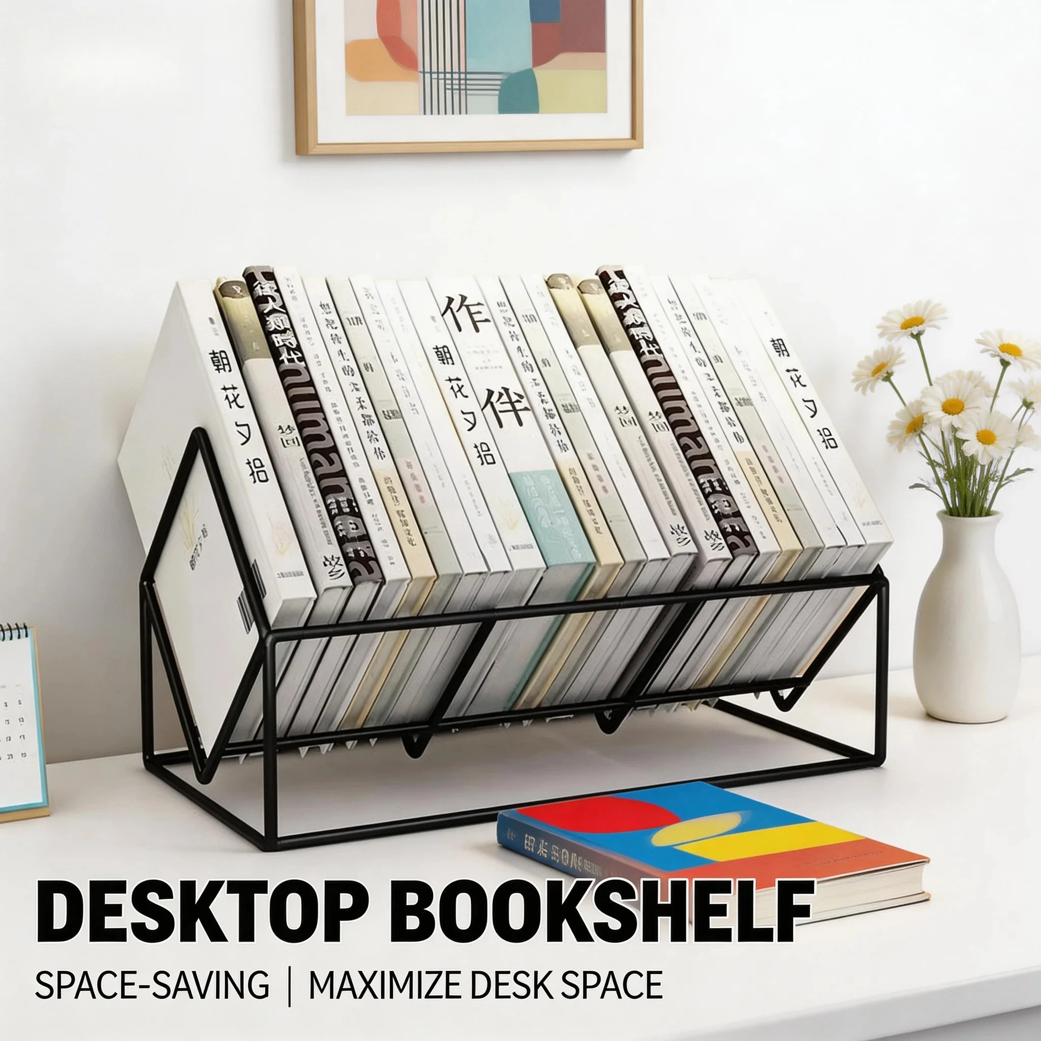 Small Desktop Metal Bookshelf Simple Home Office Study Storage Rack Student Children Desk Organizer Rack Dormitory Desk Holder