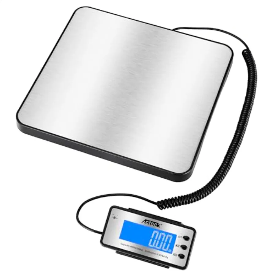 

Digital Shipping Postal Scale 460 lb x1oz High Accuracy with Stainl Steel Platform LCD Backlight Four Reading Modes Tare Hold F