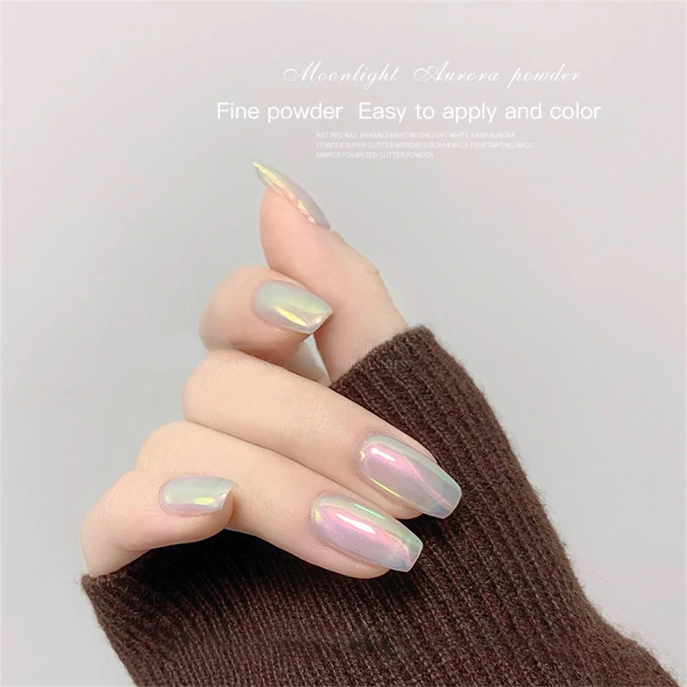 Uv Gel Polish Manicure Aurora Poeder Parelmoer Beginner Wit 0.4G Nail Accessoires Aurora Parel Ijs Nagel Glitter Poeder