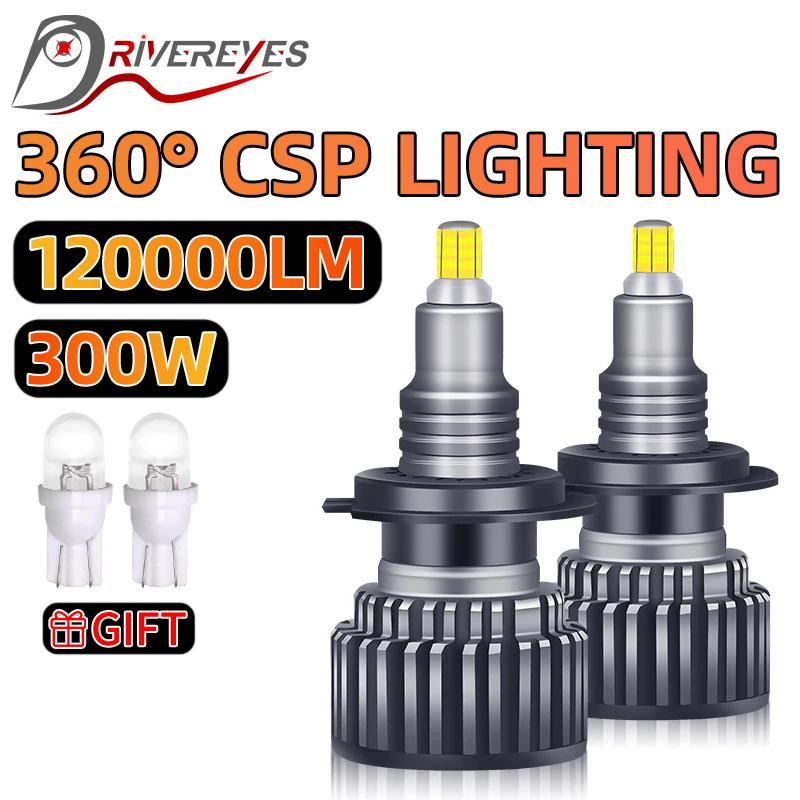 

H7 LED 360 Car Headlight 120000LM LED H11 H8 H1 880 881 H27 9005 HB3 9006 HB4 9012 HIR2 H9 H16 300W Fog Light Mini Lamp For Lens