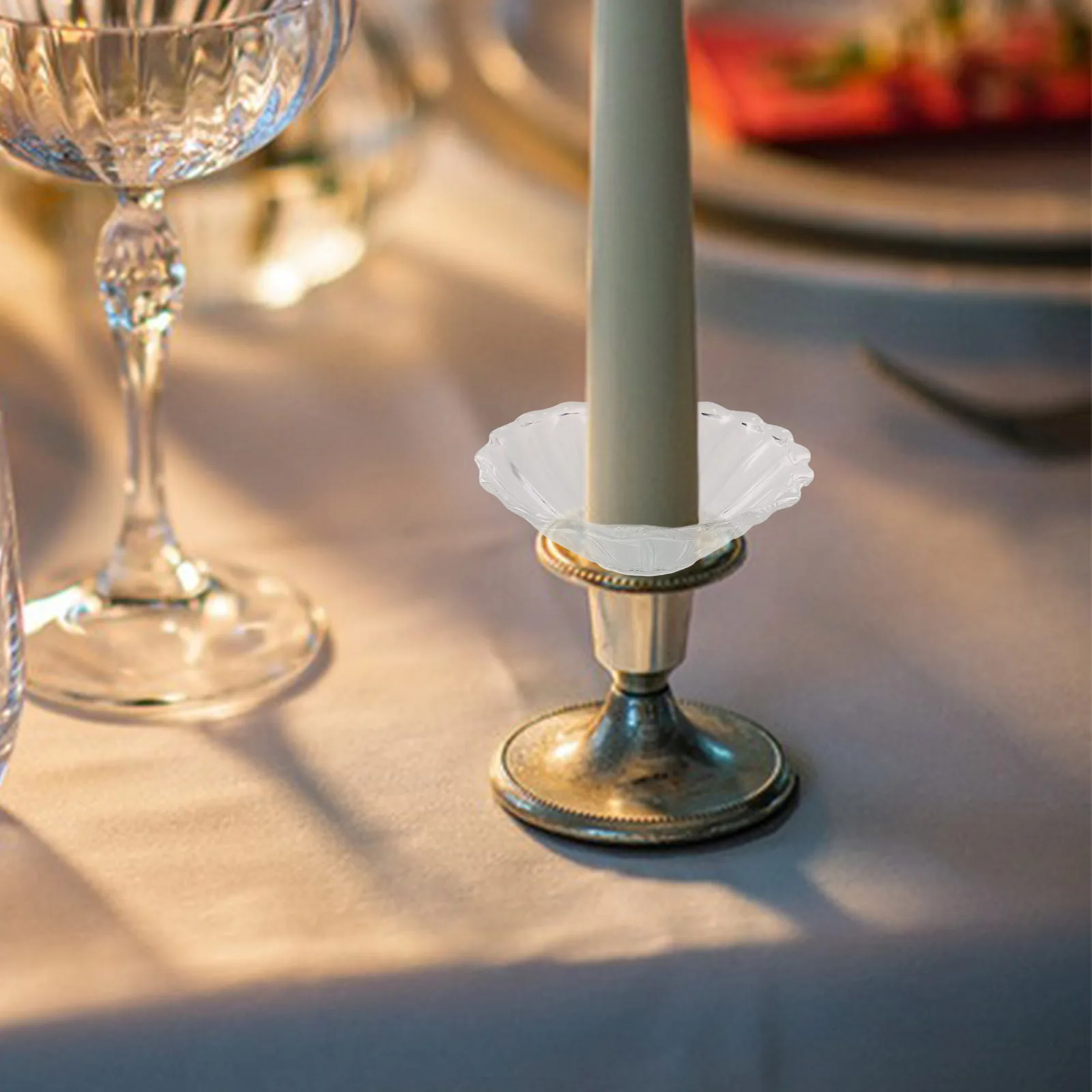 

6Pcs Drip Catcher Glass Wax Protector Clear Reusable Decorative Wax Holder for Taper Candles Home Use Drip Catcher