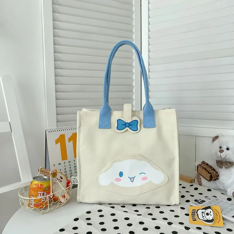 Cute cartoon printed Hello Kitty canvas bag female 2025 Sanrio new popular student class tote bag large capacity shoulder bag