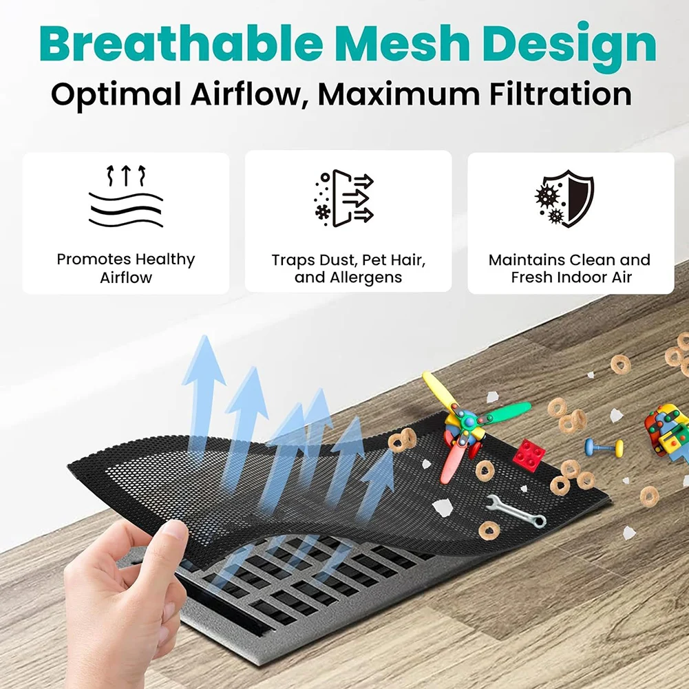 4 Pack Magnetic Vent Covers Compatible with Standard Metal HVAC Vents Featuring Mesh Filter for Ceiling and Wall Applications