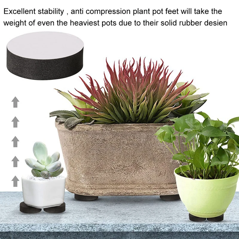 48Pcs Plant Pot Feet Risers Natural Rubber Flower Pot Mat Invisible Pot Feet For Heavy Outdoor Plants, Flower Pots