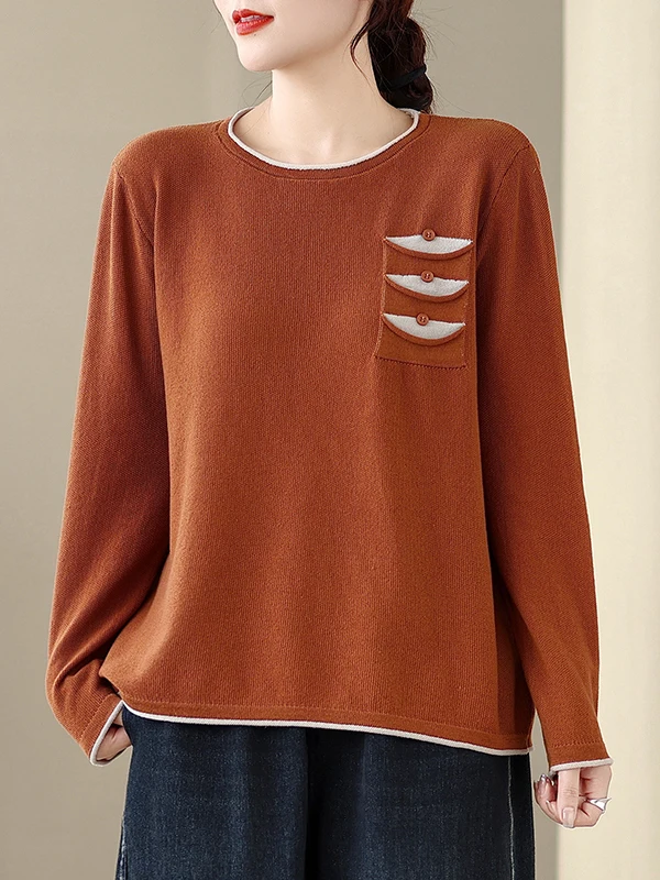 

Круглый вязаный свитер Ne Long Sve в стиле ретро, женский свободный утягивающий модный внутренний свитер, базовый слой, топ