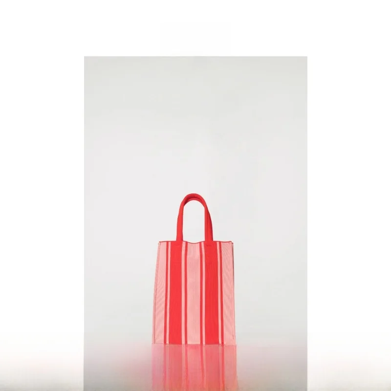 

COS Ladies Striped Tote Bag Pink Orange Stripes Summer New Arrival Casual Simple Sle Handbag for Young Women