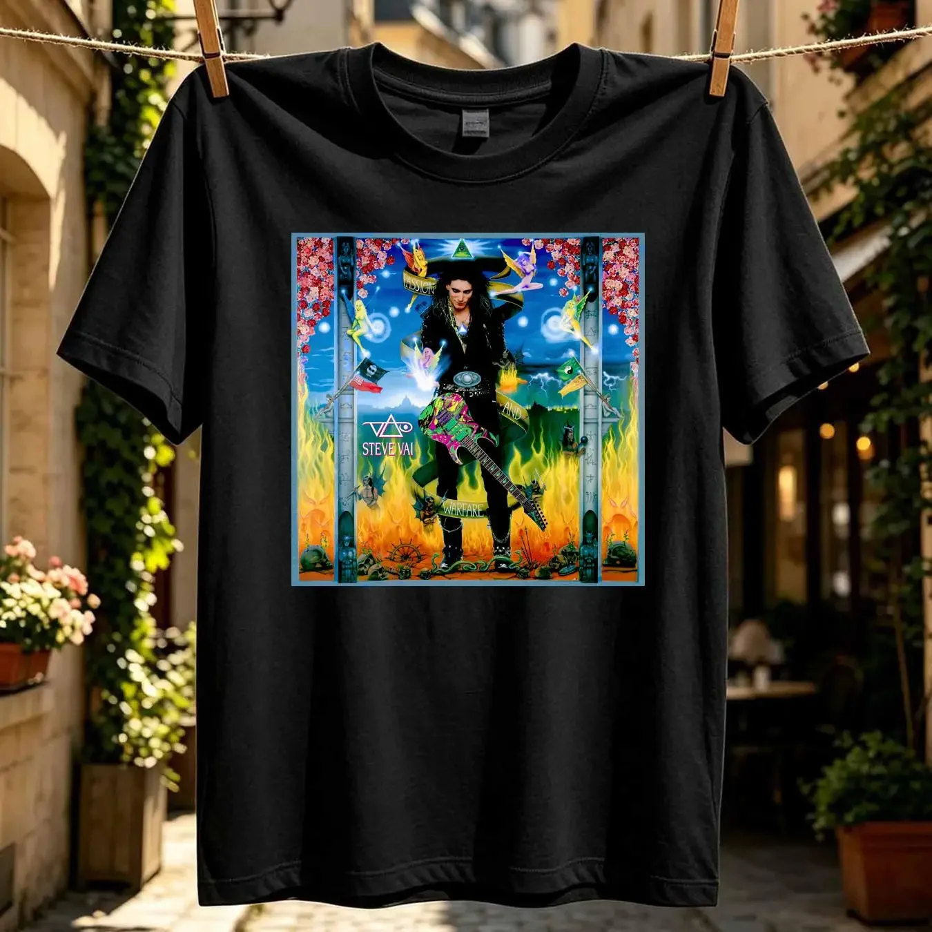 washed T Shirt Steve Vai Size Small Passion Warfare 25th Anniversary Electric Guitar long or short sleeves vintage Washed