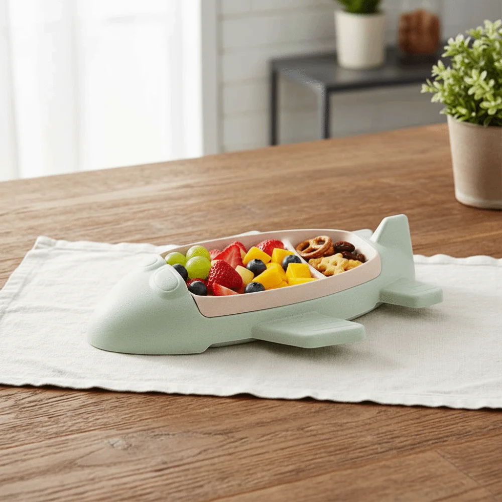 Household Cartoon Airplane-Shaped Children's Plate Divided Detachable Dinning Plate Plastic Deepened Food Dish Preschool