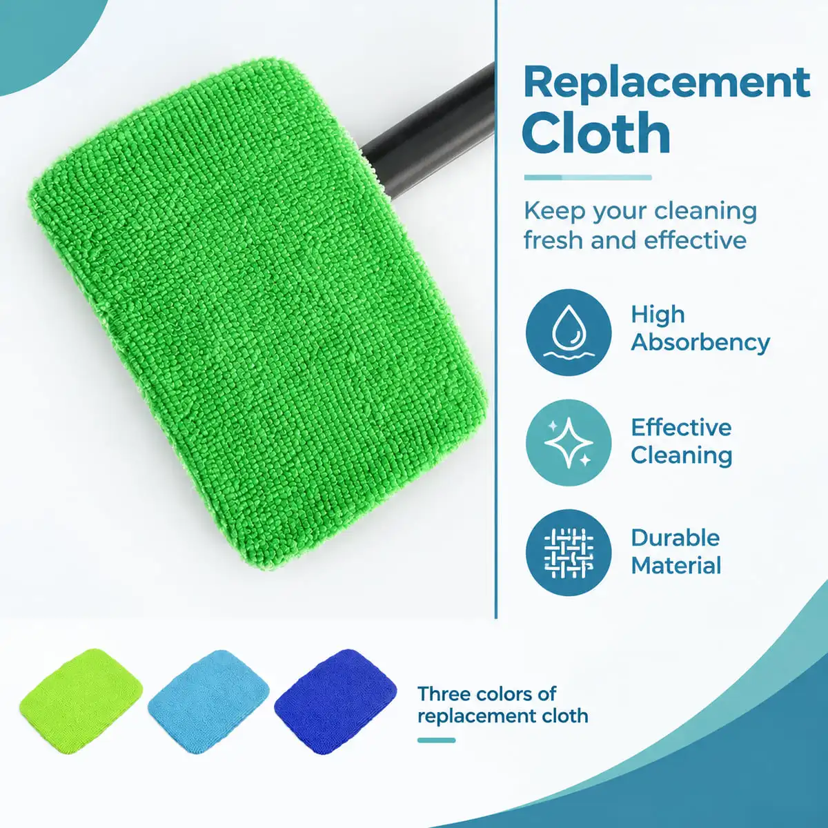 LANKE Long Reach Microfiber Windshield Cleaning Brush for Car Windows Dashboard Interior Detailing Green Blue Light Blue