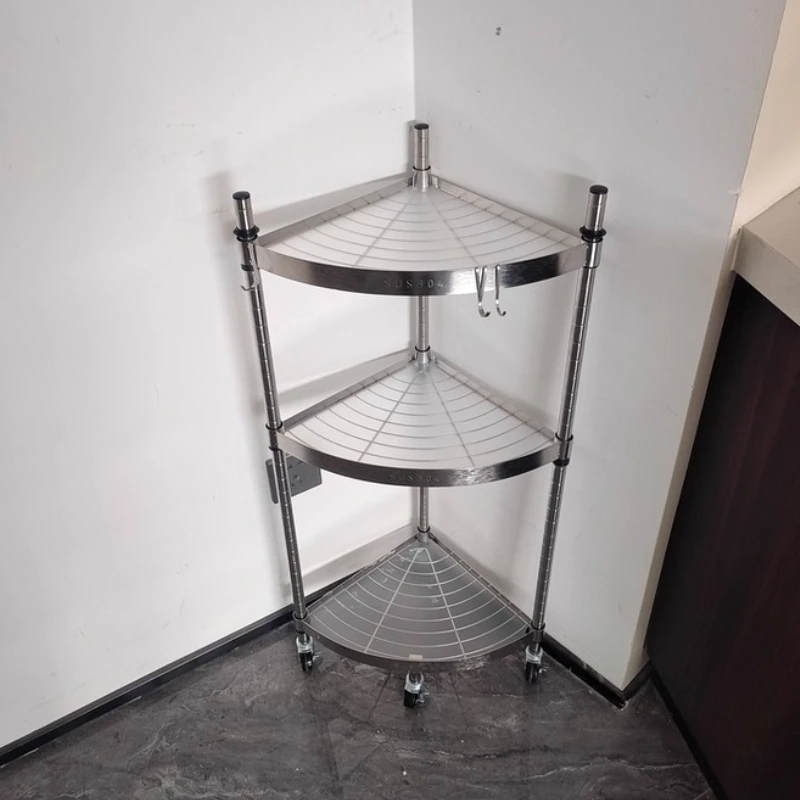 

304 Stainless Steel Corner Shelf, Space-Saving Bathroom Organizer, Multi-Layered Toilet Storage, Heavy-Duty Shower Caddy