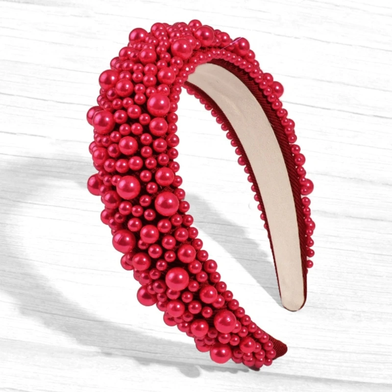 Baroque Sponge Pearls Hair Band Women's Multicolor Wide Headband Accessory