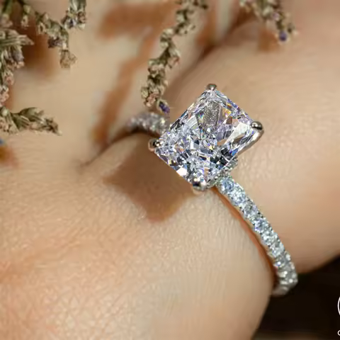 Classic Rectangle Stone Rings For Women Silver Color Geometric Square White Zircon Wedding Bands Engagement Ring Bridal Jewelry