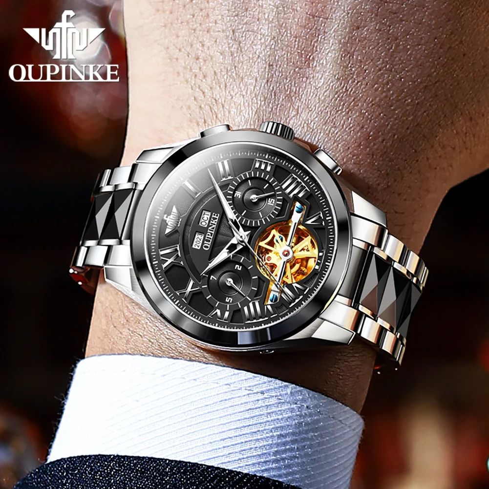 OUPINKE 3236 Top Brand Mechanical Watch for Men Waterproof Sapphire Mirror Tungsten Steel Luxury Dress Men Wristwatches