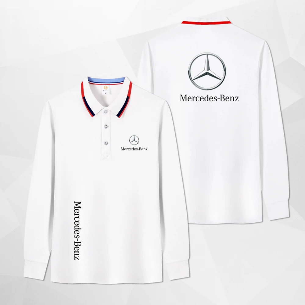 2024 Mercedes Benz Outdoor Men\'s and Women\'s Casual Fashion Long Sleeve Polo Clothing Outdoor Sports Motorcycle Riding Clothing