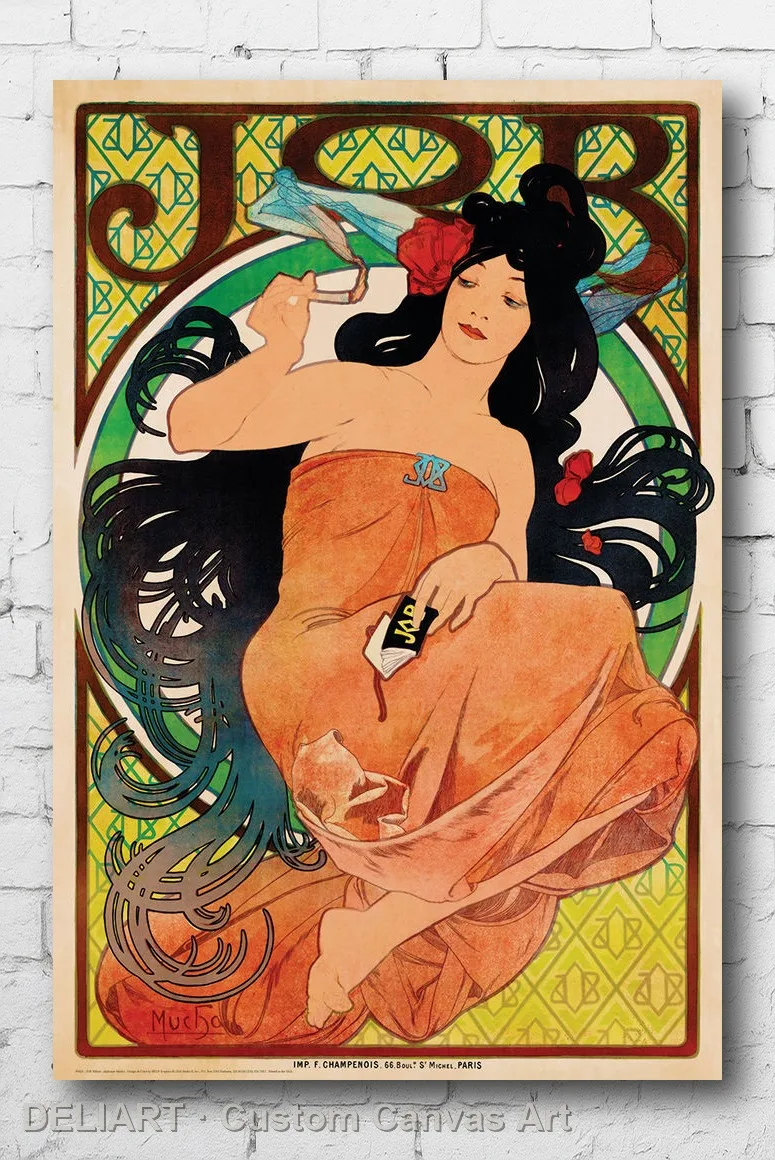 

MUCHA - JOB ART Canvas Poster Custom Size Available Room Decoration Home Decor Wall