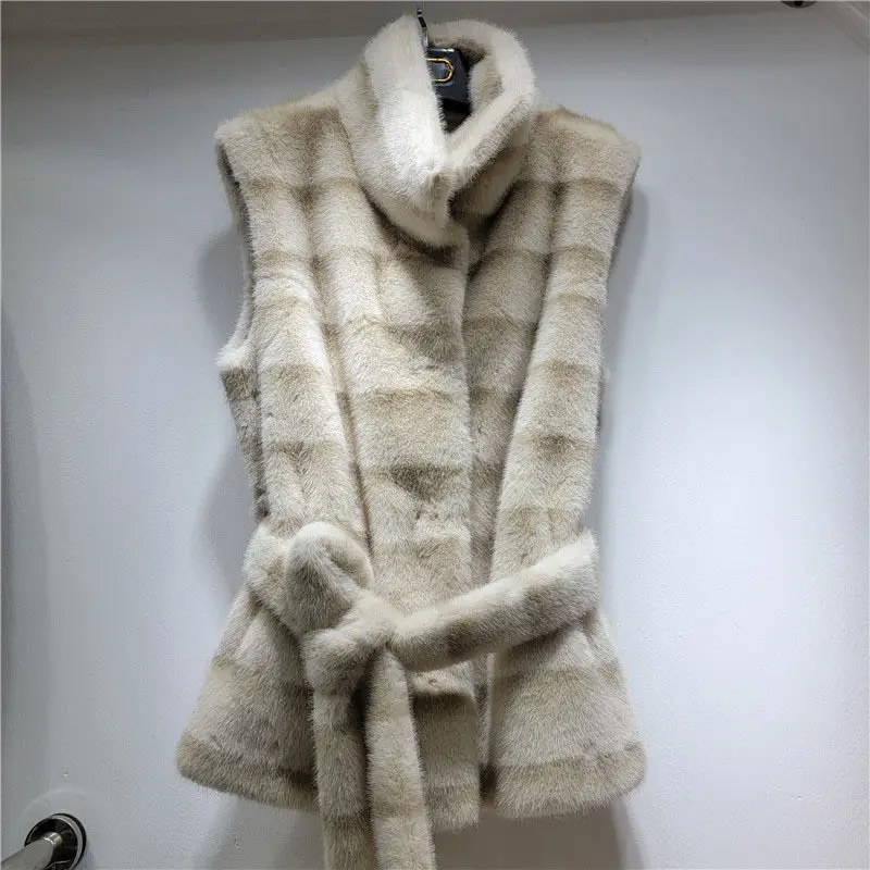 ZHUOFU 2026 Autumn Winter New Warm Faux Mink Fur Fashion Versatile Vest for Women Thickened Sleeveless Keep Warm Coat Female