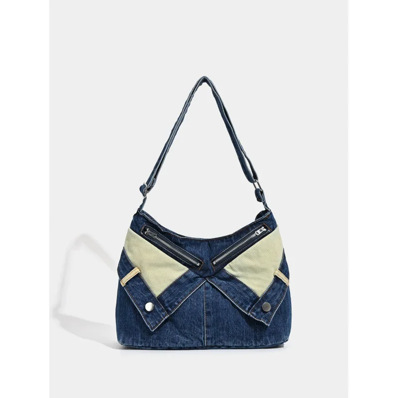 

2025 New Washed Denim Retro Bag Niche Design Fashionable Denim Versatile Simple Bag Shoulder Bag Armpit