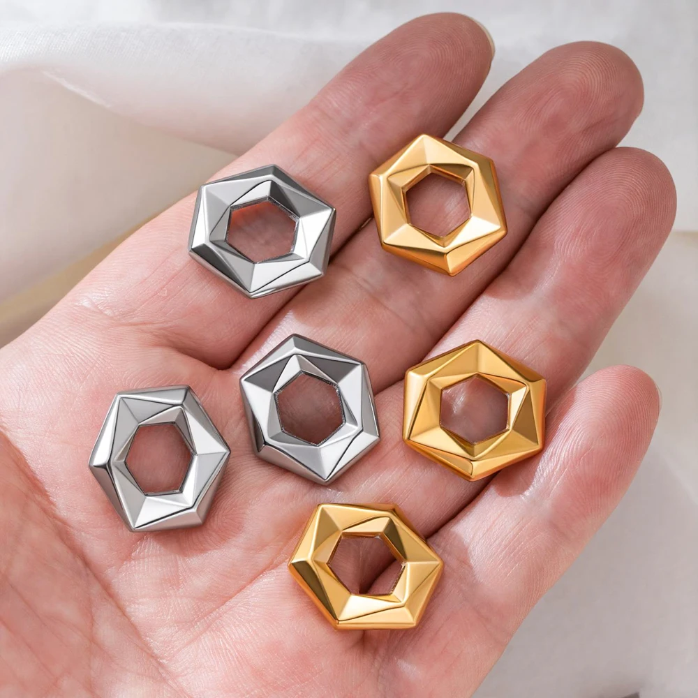 5 Stück Edelstahl Sechseckige Facettierte Abstandsperlen Anhänger für DIY Halsketten Armbänder Ohrringe Schmuckherstellung Zubehör Material – Detail 6