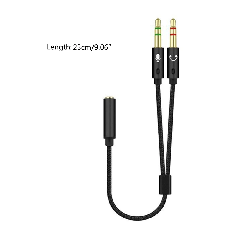 Cavo sdoppiatore per cuffie per computer Cavo ausiliario adattatore per microfono sdoppiatore audio Y da 3,5 mm femmina a 2 maschi