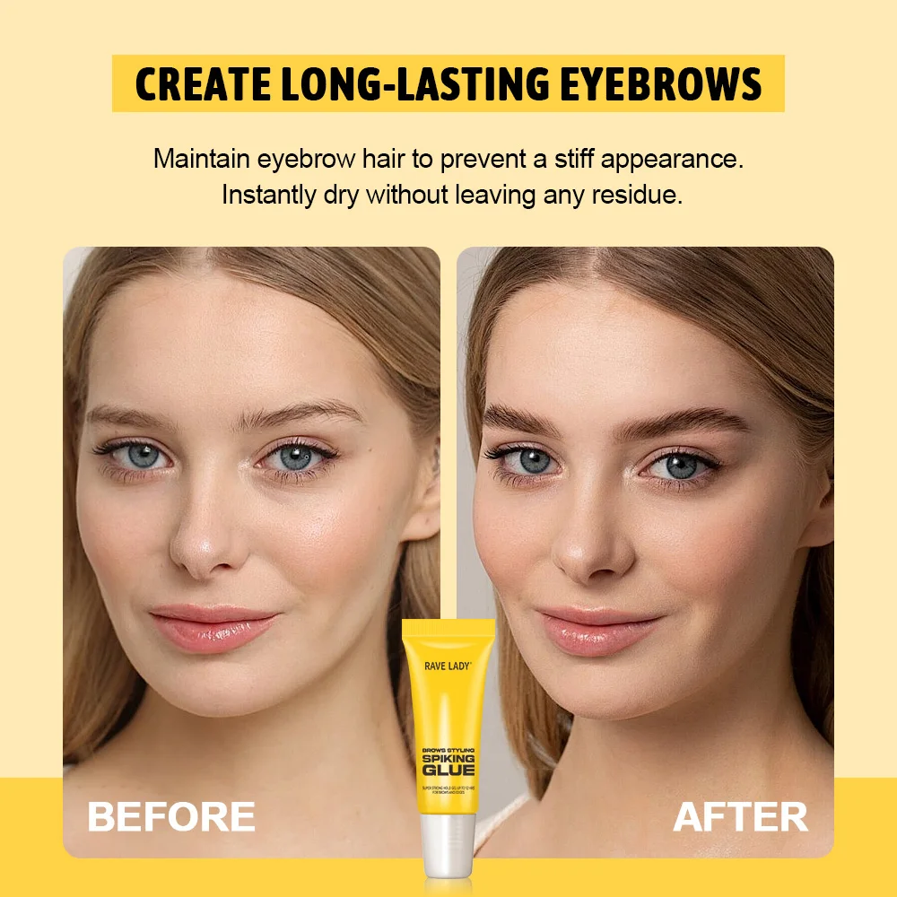 الهذيان سيدة 3 قطعة تصفيف الحواجب Spiking الغراء مقاوم للماء Sweatproof طويلة الأمد عديم اللون على الفور جافة الحاجب مع فرشاة مزدوجة