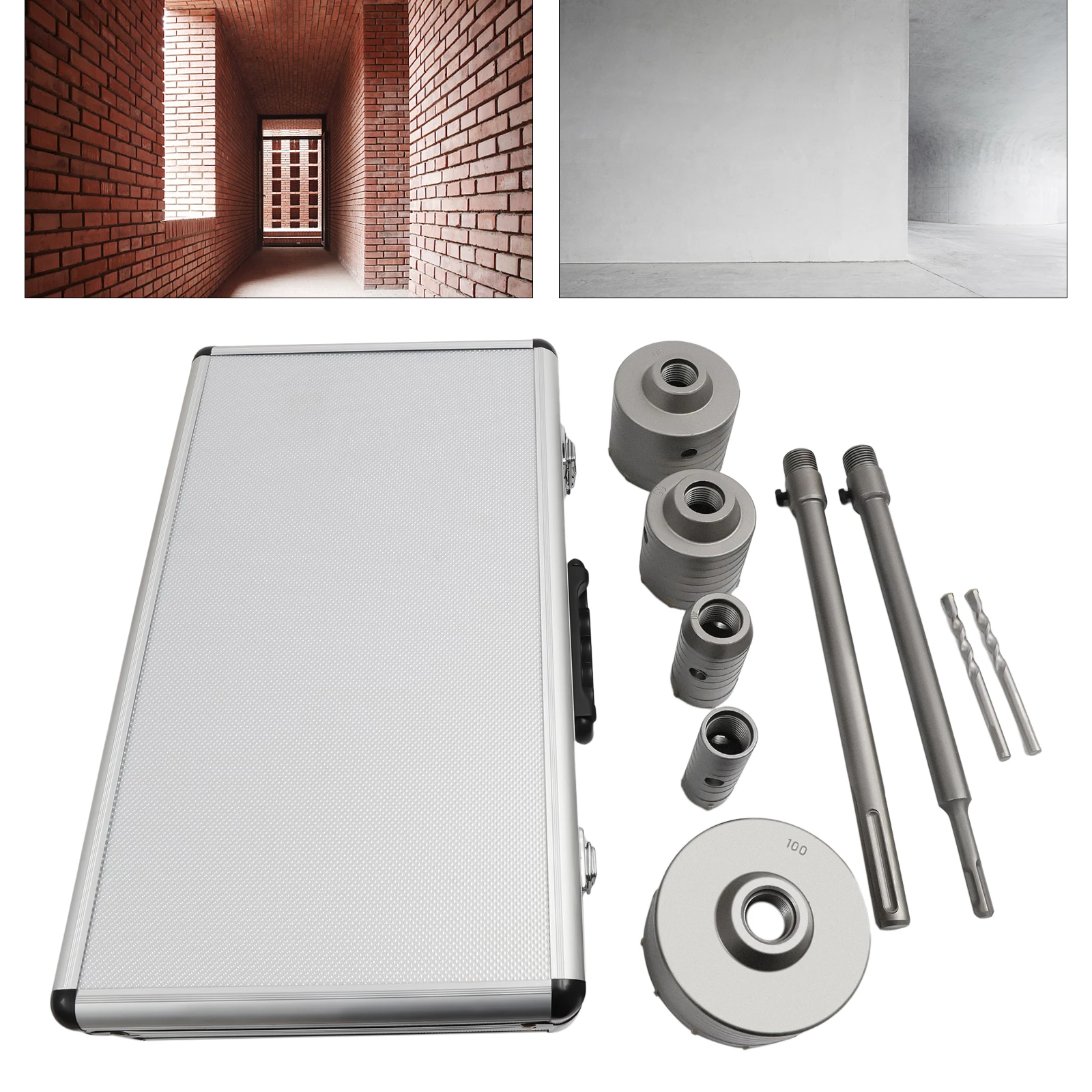 

Hole Saw Cement Core Drill Cutter Bit Set 30mm,40mm,65mm,80mm,100mm Concrete Hole Saw Kit