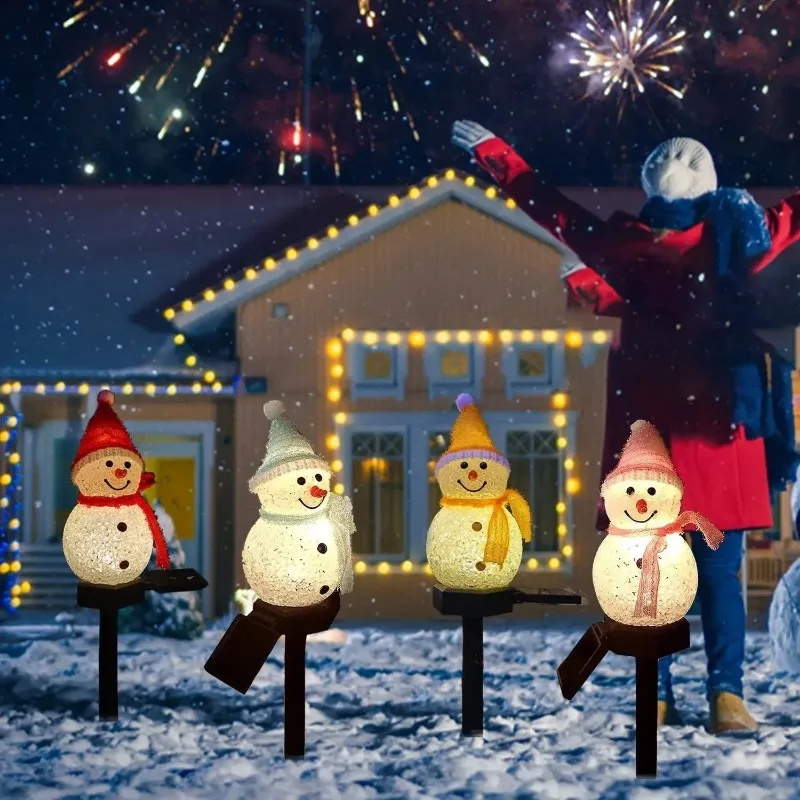 Bonhomme de neige extérieur LED, lumières solaires de Noël, décoration de jardin, lampe de pelouse de cour étanche, lumière de paysage, 2024