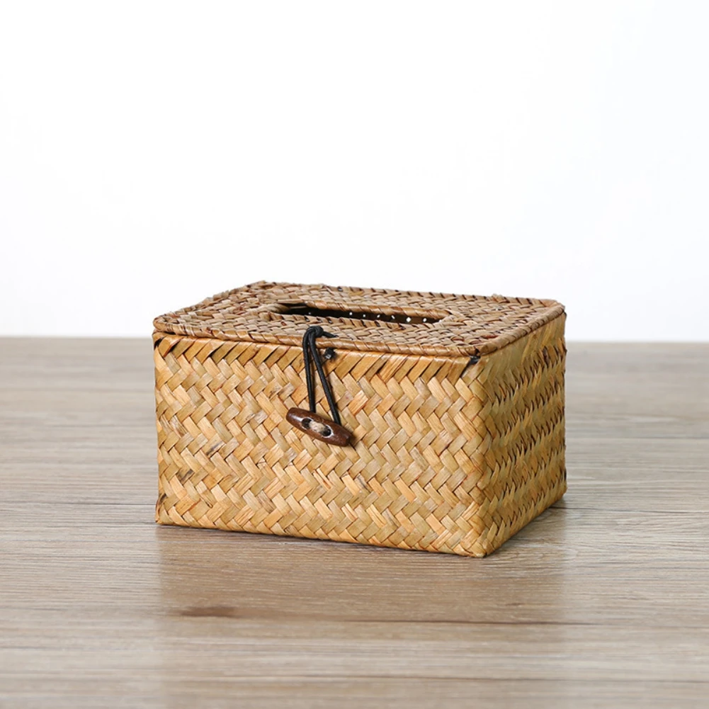 Rattan Tissue Box Rectangular Napkin Case Cover Woven Napkin Paper Container Home Car Napkins Holder Home Ofiice Organizer