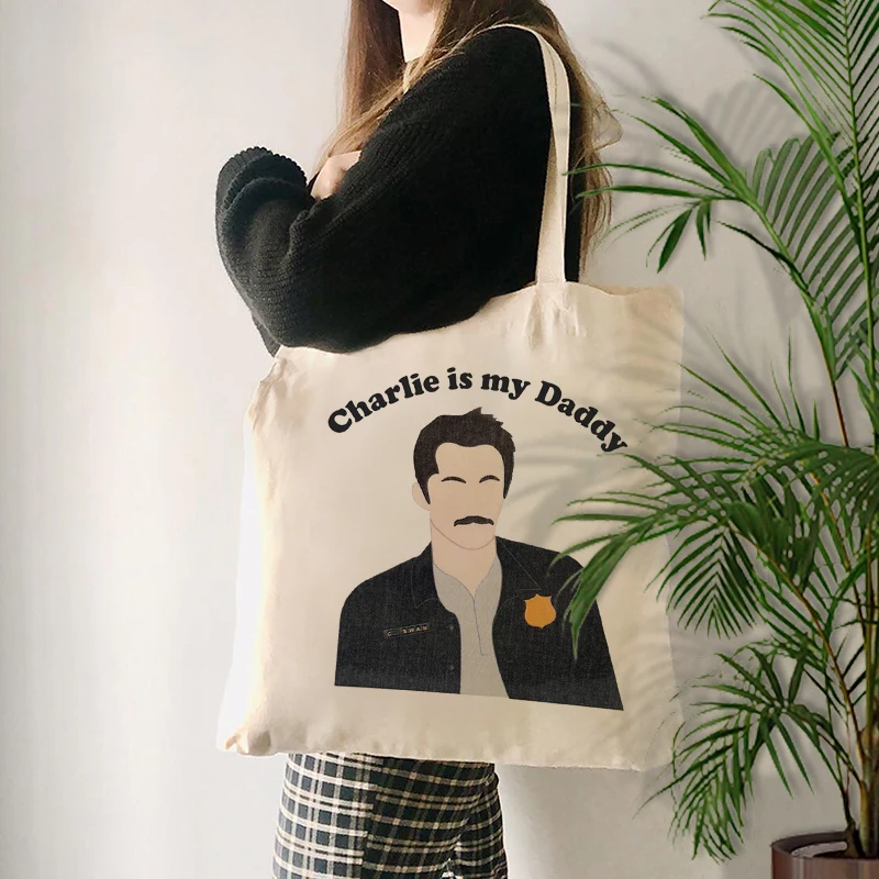 Twilight TV Show Inspired Canvas Tote Bag Vampire Lovers Gift Charlie Fan Charlie Is My Daddy Handbag Eco-friendly Shopping Bags