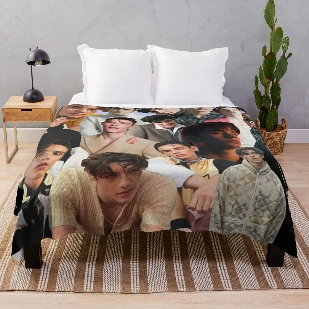 

Louis Partridge Photo Collage Throw Blanket Elegant Warm Throw Blanket for Hotel Home