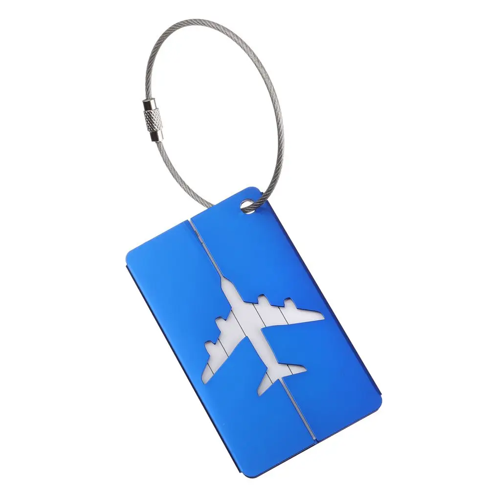 Loop Identifier Metal Reusable Aluminium Suitcase Labels Bag Tag Travel Luggage Tags Labels with Ropes